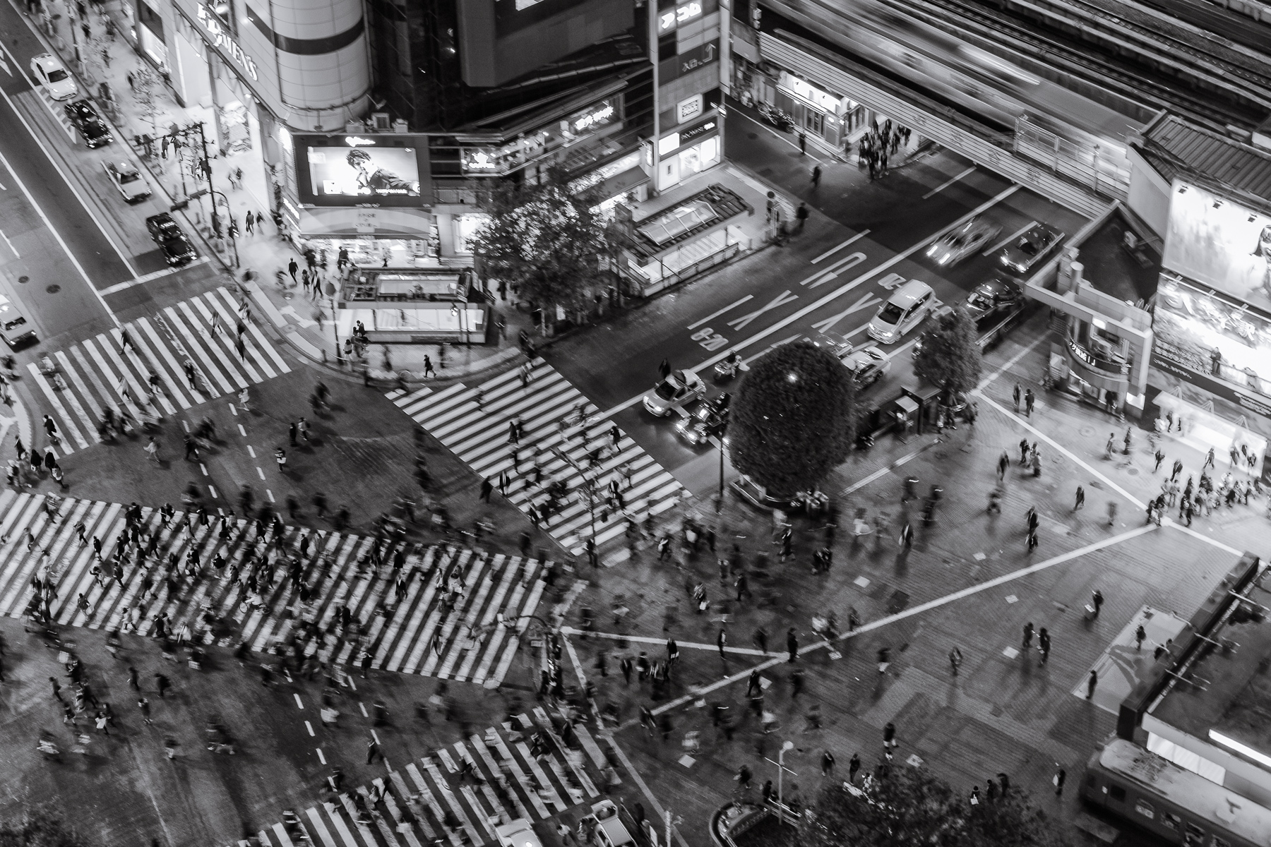 Looking down at Shibuya Crossing at Shibuya Station